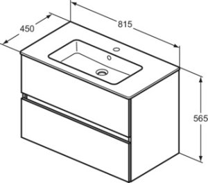 Spintelė praustuvui Ideal Standard Eurovit, matmenys: 800x440x550mm, spalva - balta blizgi, 2 stalčiai, pakabinama