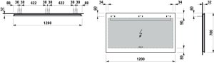 Veidrodis Laufen LEELO 1200x30x700 mm, su aliuminio rėmu, su horizontaliu LED šviestuvu,3 lietimo jutikliai