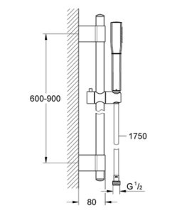 Dušo komplektas GROHE Grandera Stick Spa su 90cm stovu, ir 1 srovės rankiniu dušeliu
