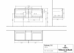 Spintelė apatinė Subway 3.0 1272x429x478 Briliant white, chromuotos rankenėlės