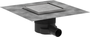 Komplektas trapas su grotelėmis RainDrain Brilliance 150x150 nerūdijančio plieno/plytelė