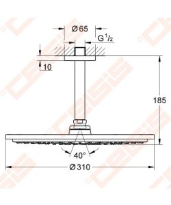 Dušo galva GROHE Cosmopolitan 310 su laikikliu 142mm iš lubų , vienos srovės matinės rausvo aukso spalvos