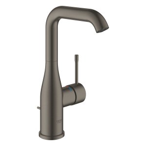 Praustuvo maišytuvas GROHE Essence New L dydis su dugno vožtuvu, matinė grafito spalva (Brushed Hard Graphite)