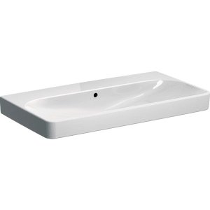 Praustuvas Geberit Smyle Square 90x48 cm, be skylės maišytuvui, su perpylimo anga