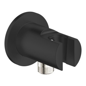 Jungtis dušo žarnai su laikikliu apvali matte black