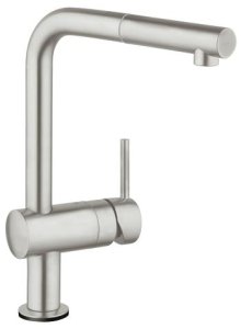 Elektrinis plautuvės maišytuvas GROHE Minta Touch L formos, su ištraukiama žarna, nerūdijančio plieno spalvos 
