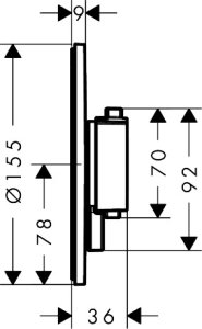 Dekoratyvinė dalis potinkiniam termostatiniam maišytuvui HANSGROHE Ecostat Comfort S, 1 funkcijos, spalva - juoda matinė