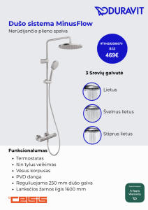Sistema dušo termostatinė 1000 Minus Flow nerūdijančio plieno