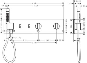 Termostatinis modulis AXOR ShowerComposition, 2 funkcijų, chromo spalvos