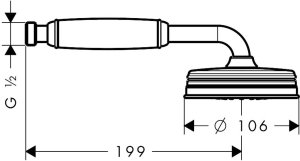 Rankinė dušo galva AXOR Montreux 100 1jet, poliruoto aukso spalvos (Polished Gold Optic)