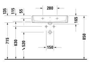 Praustuvas Duravit Vero Air 700x470 su skyle maišytuvui, baltas
