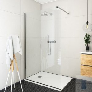 Sienelė dušo ECWALK 1200 blizgus/skaidrus