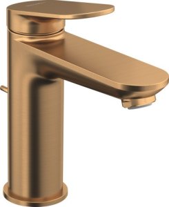 Praustuvo maišytuvas Duravit Wave, M dydis, su dugno vožtuvu, šlifuotos bronzos spalvos (brushed bronze)