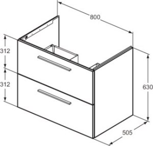 Spintelė Ideal Standard i.Life B, matmenys: 800x505x630mm, 2 stalčiai, spalva - Greige Matt, rankenėlės užsakomos atskirai