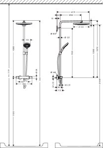 Termostatinė dušo sistema HANSGROHE Raindance Select S 300, 2 srovių, spalva - chromo (chrome)