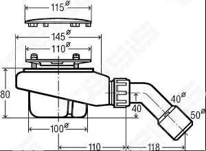 Dušo padėklo sifonas Viega Tempoplex, DN40/50,  ⌀100, 45°, chromas