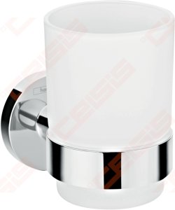 Stiklinė dantų šepetėliams su laikikliu Hansgrohe Logis Universal, pakabinama, chromo spalvos