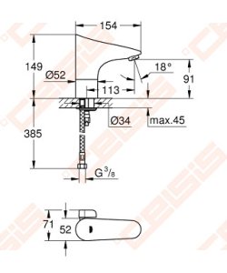 Sensorinis praustuvo maišytuvas GROHE Europlus, 7 programos, chromo spalvos 