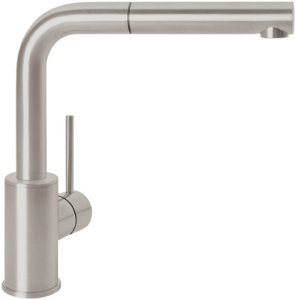 Plautuvės maišytuvas VILLEROY&BOCH SteelShower su ištraukiama žarna, nerūdijančio plieno