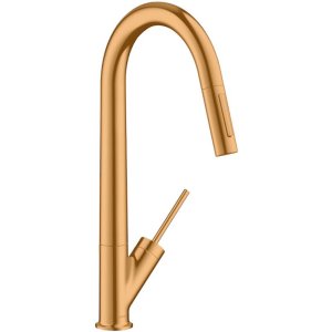 Plautuvės maišytuvas AXOR Starck 270 su ištraukiama galvute, šlifuoto aukso spalvos (Brushed Gold Optic)