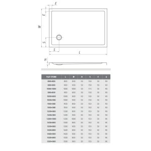 Dušo padėklas Roth  FLAT STONE 1300×900 mm antracito spalvos