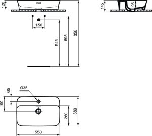 Praustuvas-dubuo Ideal Standard Ipalyss Rectangular, 55x38, spalva sage (žalsva)