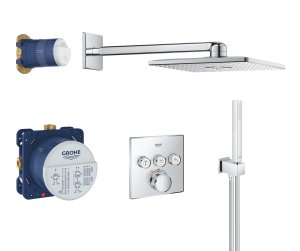 Termostatinė dušo sistema Grohe Grohtherm SmartControl Perfect su kvadratine galva