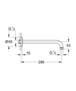 Alkūnė potinkinio dušo galvai iš sienos 286mm