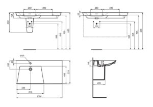 Praustuvas Ideal Standard La Dolce Vita, matmenys: 1060x535x145mm, baldinis