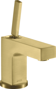 Praustuvo maišytuvas AXOR Citterio 80 su svirtiniu (pop-up) dugno vožtuvu, šlifuoto žalvario spalvos (Brushed Brass)