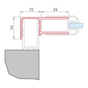 Profilis praplėtimo Roth Cariba 25x2000 mm, juodas