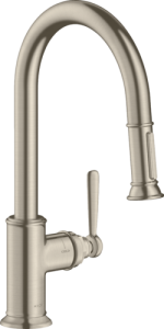 Plautuvės maišytuvas AXOR Montreux 180 su ištraukiama galvute, šlifuoto nikelio spalvos (Brushed Nickel)