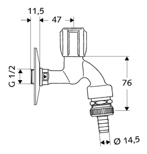 Sodo ventilis su pajungimu žarnai Schell COMFORT 1/2", chromuotas