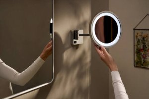 Kosmetinis veidrodis Hansgrohe AddStoris su LED apšvietimu, matinis juodas