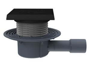 Trapas vidaus patalpoms DN40/50 horizontalus su sausu sifonu "Primus blue", ketaus grotelės ir rėmelis 150x150mm/137x137mm