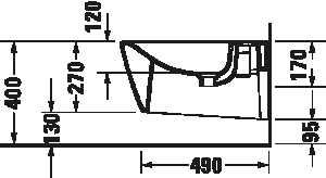 Pakabinama bidė Duravit Viu 370x570 mm