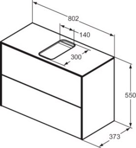 Spintelė Ideal Standard Conca, matmenys: 800x373x550m, 2 stalčiai, šviesus ąžuolas (tikros medienos lukštas)