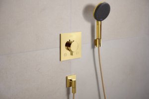 Dekoratyvinė dalis potinkiniam termostatiniam maišytuvui HANSGROHE Ecostat Comfort E, 2 funkcijos, spalva - poliruoto aukso (polished gold optic)