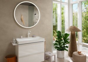 Praustuvo maišytuvas HANSGROHE Tecturis S 210 Fine CoolStart EcoSmart+, su "push-open" dugno vožtuvu, spalva - balta matinė (matt white)