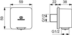Ideal Standard Conca alkūnė vandens pajungimui iš sienos, kvadratinė, 1/2", chromas
