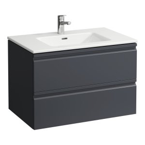 Spintelė su praustuvu Laufen PRO S 800x500x545 mm, plonas "slim" praustuvas, 2 stalčiai,  spintelės spalva - grafito