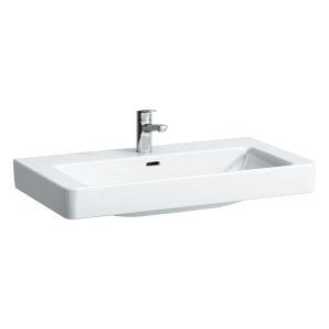 Praustuvas Laufen PRO S 850x465x95 mm, šlifuota apačia, su 1 anga maišytuvui viduryje, spalva - balta LCC (LAUFEN Clean Coat) 