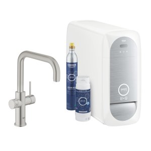 Plautuvės maišytuvo komplektas su filtravimo ir gazavimo funkcija GROHE Blue Home, nerūdijančio plieno spalvos 
