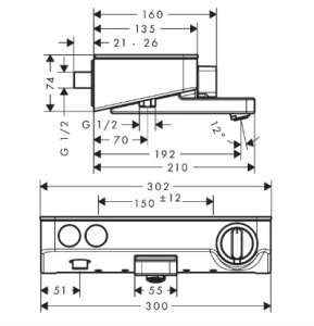 Termostatinis vonios/dušo maišytuvas HANSGROHE Tablet Select 300, spalva - chromo