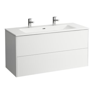 Spintelė su praustuvu Laufen PRO S 1200x500x610 mm, plonas "slim" praustuvas, su 2 angomis maišytuvui, 2 stalčiai,  spintelės spalva - balta matinė