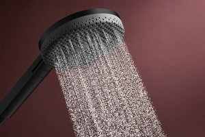 Dušo komplektas HANSGROHE Raindance Alive Select S 125, 3 srovių, EcoSmart, su 1,6 m dušo žarna, spalva - juoda matinė (matt black)