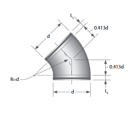 Cinkuoto plieno presuota alkūnė su tarp. ATp -45°-100