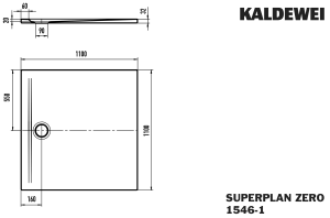 Dušo padėklas Superplan Zero 1546-1 110x110, juodas matinis