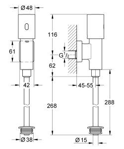 Pisuaro nuleidėjas GROHE Tectron Rondo, sensorinis, blizgus chromas