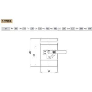 Vienasienė nerūdijančio plieno dūmų sklendė JEREMIAS SEW99 Dn250